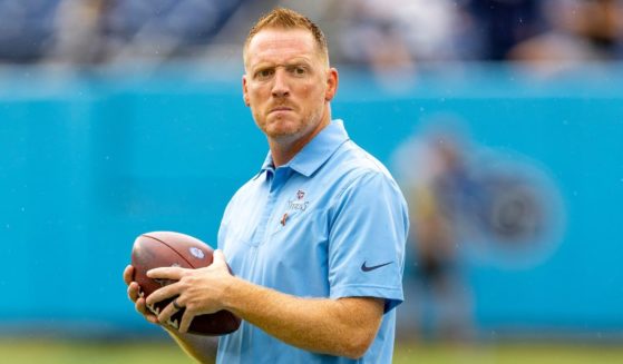 Offensive coordinator Todd Downing of the Tennessee Titans stands on the field before a game against the New York Giants at Nissan Stadium on Sept. 11 in Nashville, Tennessee.