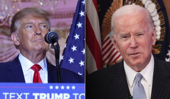 Former President Donald Trump, left, was reinstated on Twitter late Saturday, and by Sunday morning his Twitter followers way surpassed President Joe Biden's, right, followers.