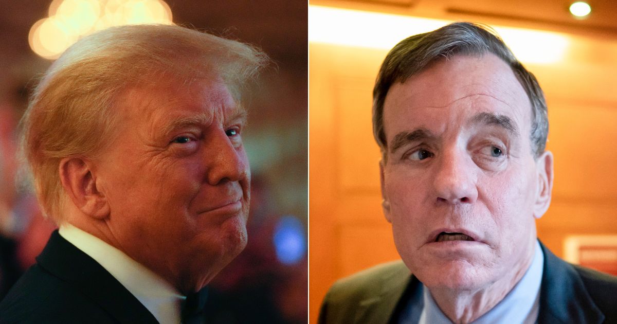Former President Donald Trump, left, spoke out about the dangers of TikTok while in office, and now, Democratic Sen. Mark Warner, right, is admitting Trump was right.