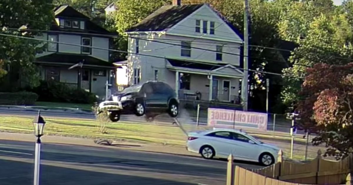 Security-camera video captured this "miracle" moment in Milford, Ohio, on Oct. 2. Both drivers survived the scary ordeal.