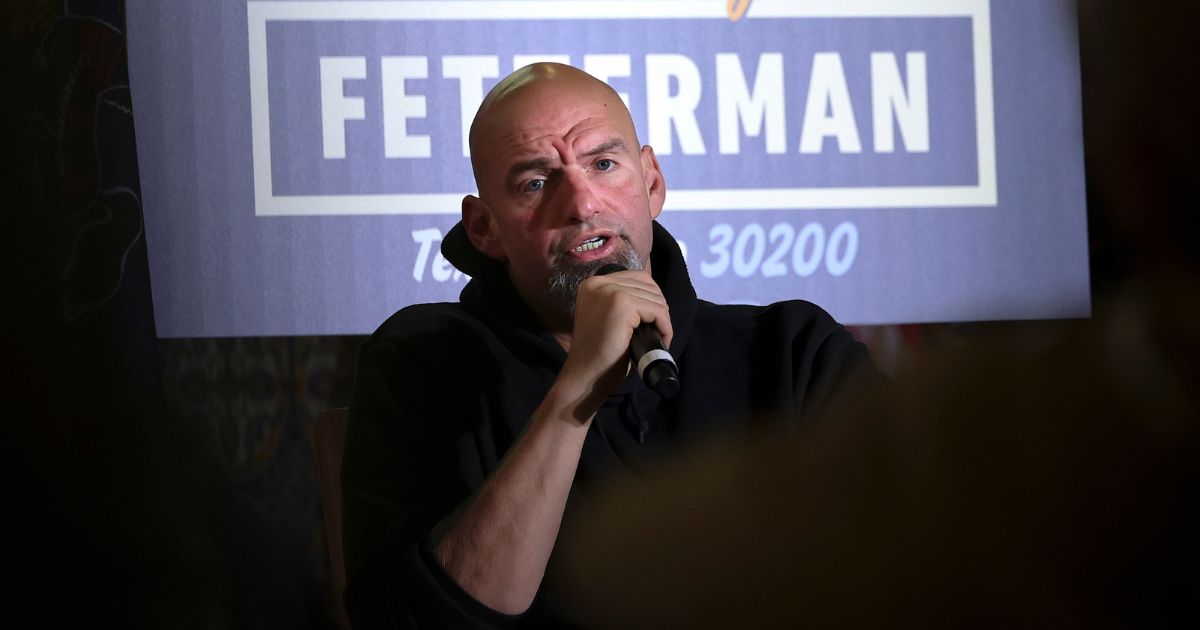 John Fetterman, Pennsylvania's lieutenant governor and Democratic Senate candidate, speaks at a campaign event in Harrisburg on Sunday.