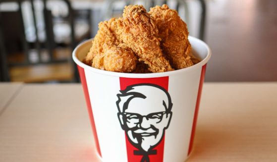 A bucket of KFC chicken.