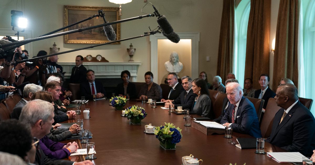 President Biden speaks during a cabinet meeting at the White House in Washington, D.C., on Sept. 6.