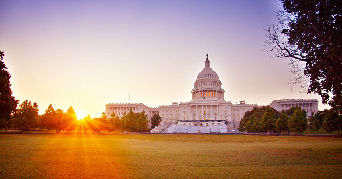 The American Capitol at sunrise in Washington, D.C.
