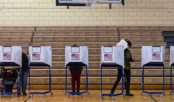 Voters fill out their ballots at the Mitchel Community Center in New York City on Nov. 3, 2020.