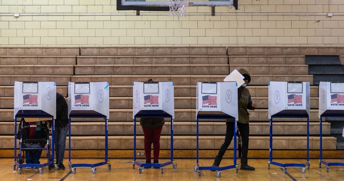 Voters fill out their ballots at the Mitchel Community Center in New York City on Nov. 3, 2020.