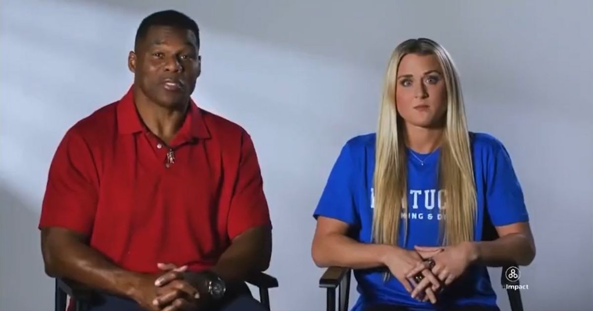 Georgia Senate candidate Herschel Walker appears in a campaign ad with former University of Kentucky swimmer Riley Gaines.