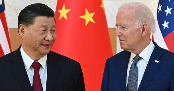 Chinese President Xi Jinping, left, meets with President Joe Biden, right, during the G20 Summit in Bali, Indonesia, on Monday.