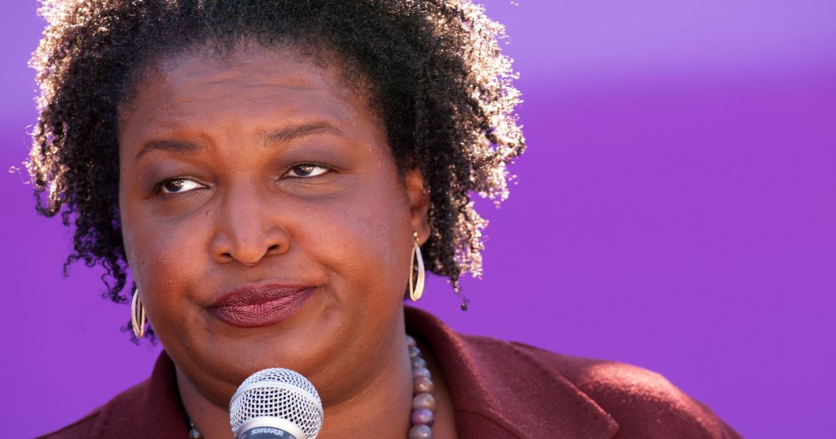 Democratic Georgia gubernatorial candidate Stacey Abrams speaks to voters during a stop of her statewide campaign bus tour on Friday in Statesboro, Georgia.