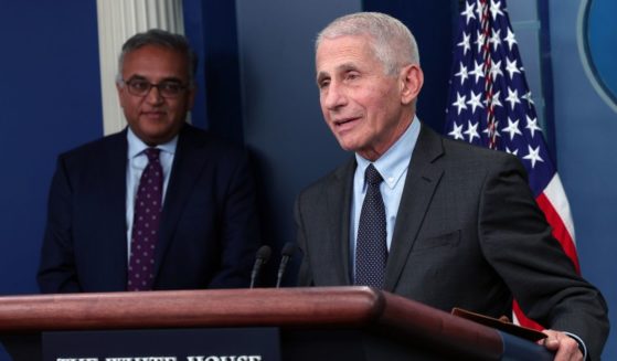 Dr. Anthony Fauci, White House chief medical advisor, speaks alongside COVID-19 Response Coordinator Dr. Ashish Jha during a briefing on COVID-19 at the White House on Tuesday in Washington, D.C.