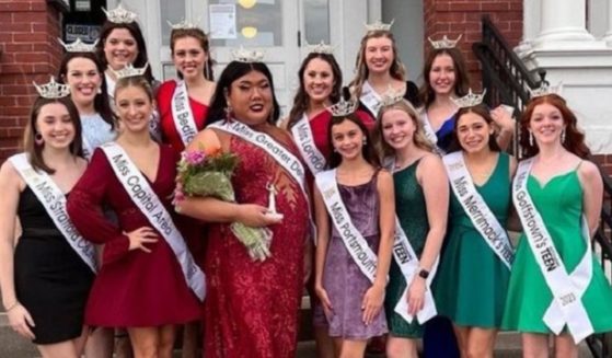 Brian Nguyen and the other contestants in the Greater Miss Derry competition in Derry, New Hampshire, last week. (
