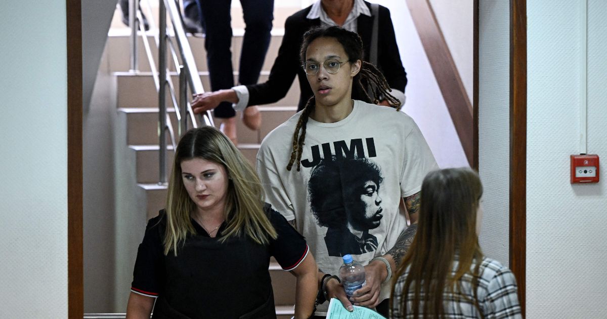 US WNBA basketball superstar Brittney Griner arrives to a hearing at the Khimki Court, outside Moscow on July 1.