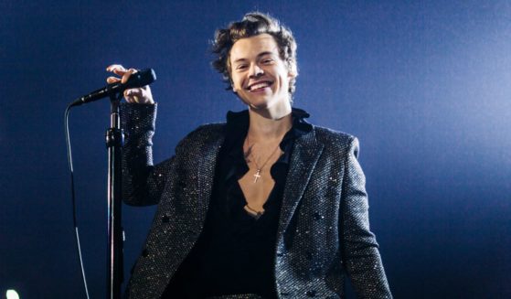 In this handout photo provided by Helene Marie Pambrun, Harry Styles performs during his European tour at AccorHotels Arena on March 13, 2018, in Paris.