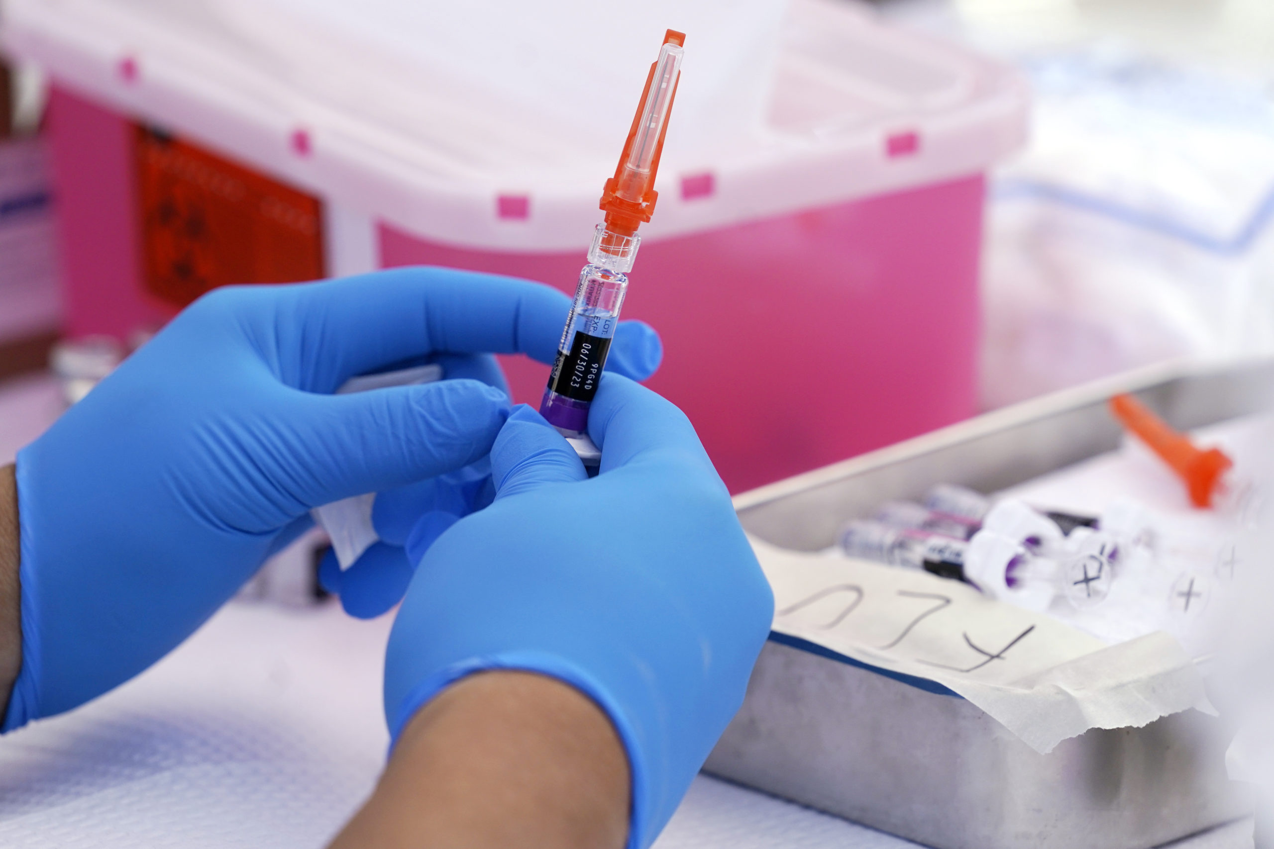 A flu vaccine is readied at the L.A. Care and Blue Shield of California Promise Health Plans' Community Resource Center in Lynwood, California, on Oct. 28.