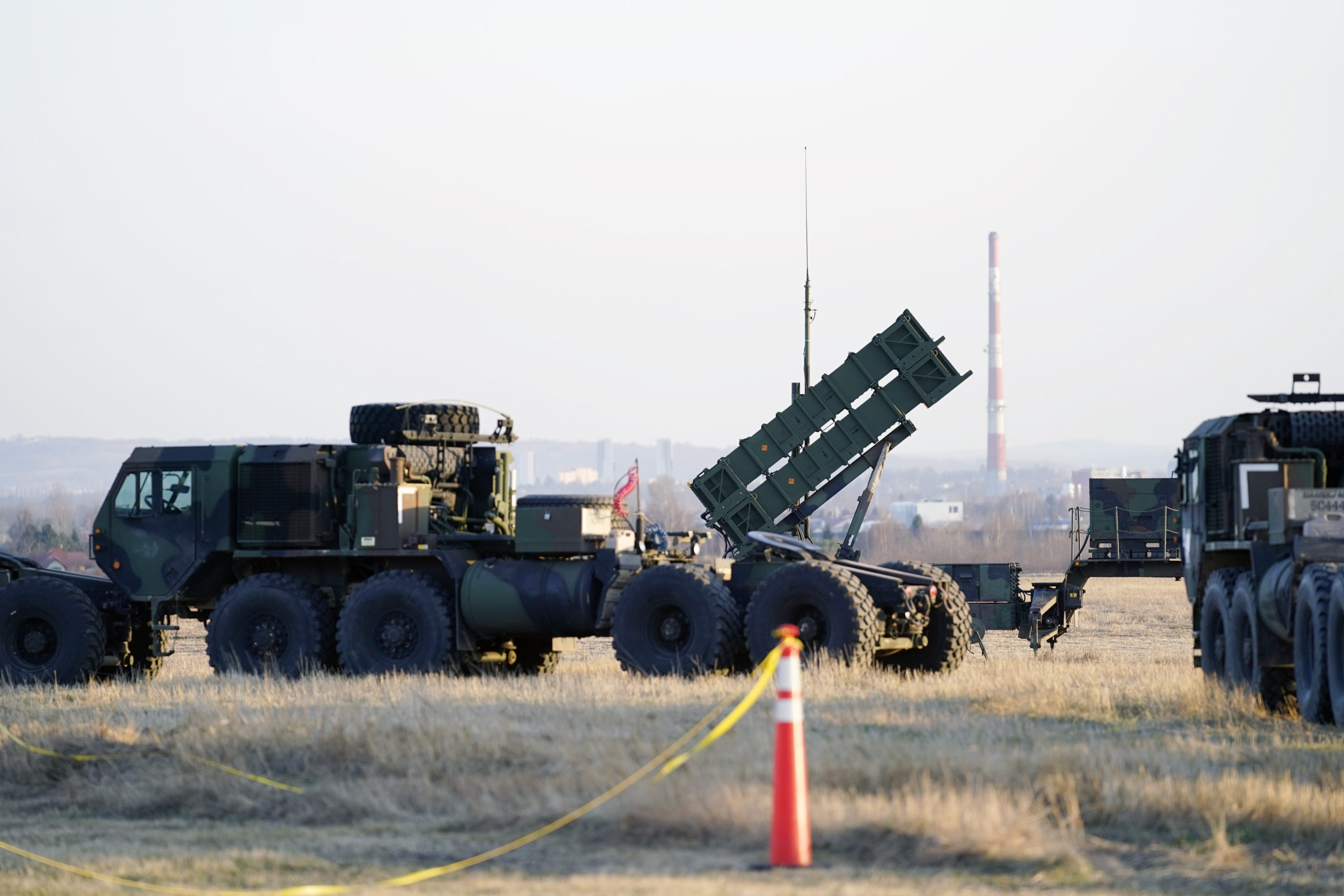 Patriot missiles are seen at the Rzeszow-Jasionka Airport in Jasionka, Poland, on March 25.