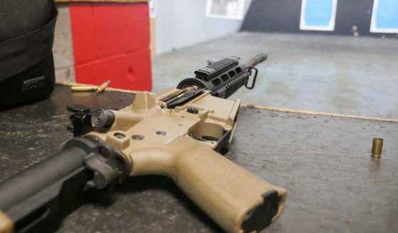 An AR-15 is seen at a shooting range in Houston on October 16, 2022.