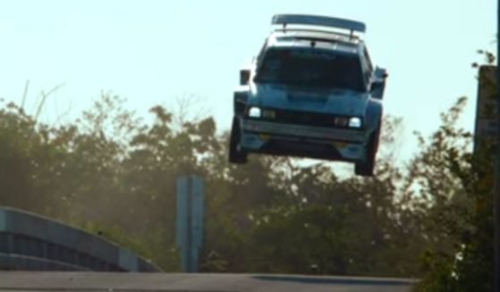 Travis Pastrana's stunts were filmed from multiple angles as he raced around the Fort Lauderdale, Florida, area in an 862-horsepower 1983 Subaru GL wagon.