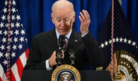 President Joe Biden delivers an address to veterans and veteran survivors in New Castle, Delaware, on Friday.
