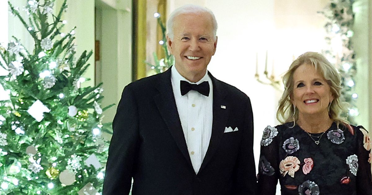 President Joe Biden and first lady Jill Biden arrive for a reception at the White House on December 4. Several reporters have complained they were not invited to the White House party for members of the media this year, apparently because they published stories that displeased the administration.