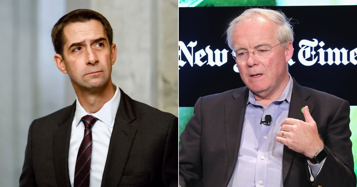 Sen. Tom Cotton, left, questioned Kroger CEO William Rodney McMullen, right, regarding the proposed merger of Kroger and Albertsons during a Senate Judiciary Subcommittee on Competition Policy, Antitrust and Consumer Rights.