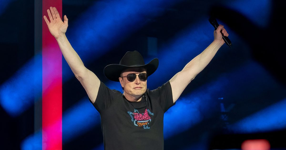 Elon Musk speaks at the Tesla Giga Texas manufacturing "Cyber Rodeo" grand opening party in Austin, Texas, on April 7, 2022.
