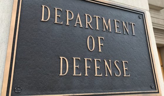 The above stock image is of a sign on the river entrance of the U.S. Department of Defense.