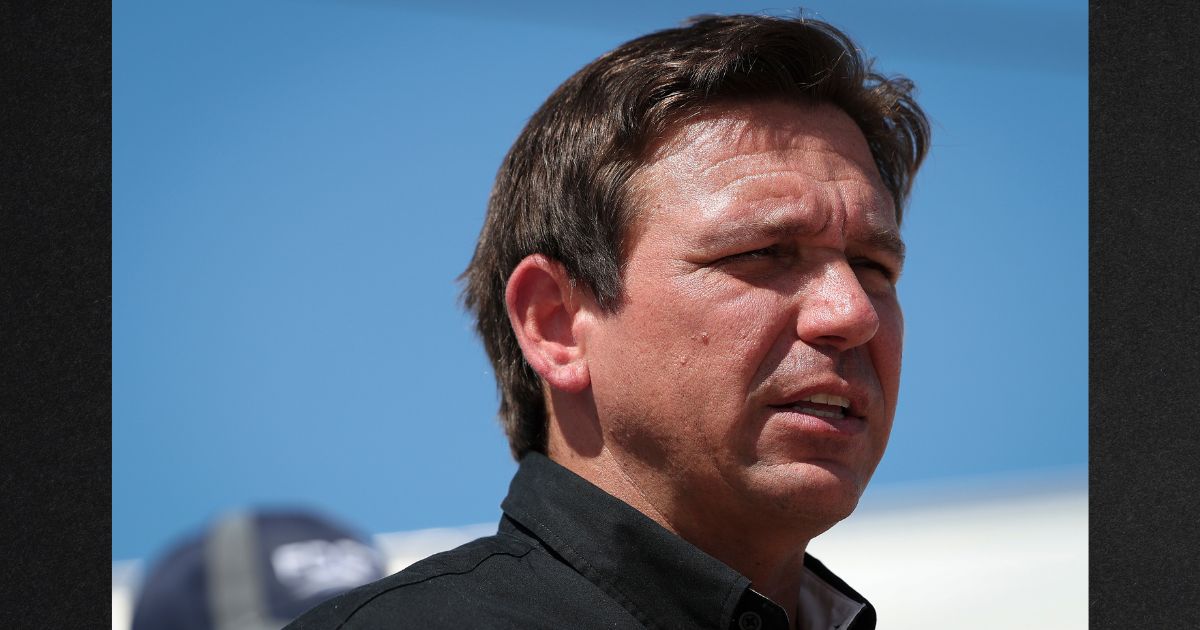Florida Gov. Ron DeSantis speaks during a press conference on the island of Matlacha on October 5.