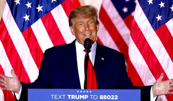 Former President Donald Trump speaks at the Mar-a-Lago Club in Palm Beach, Florida, on Nov. 15