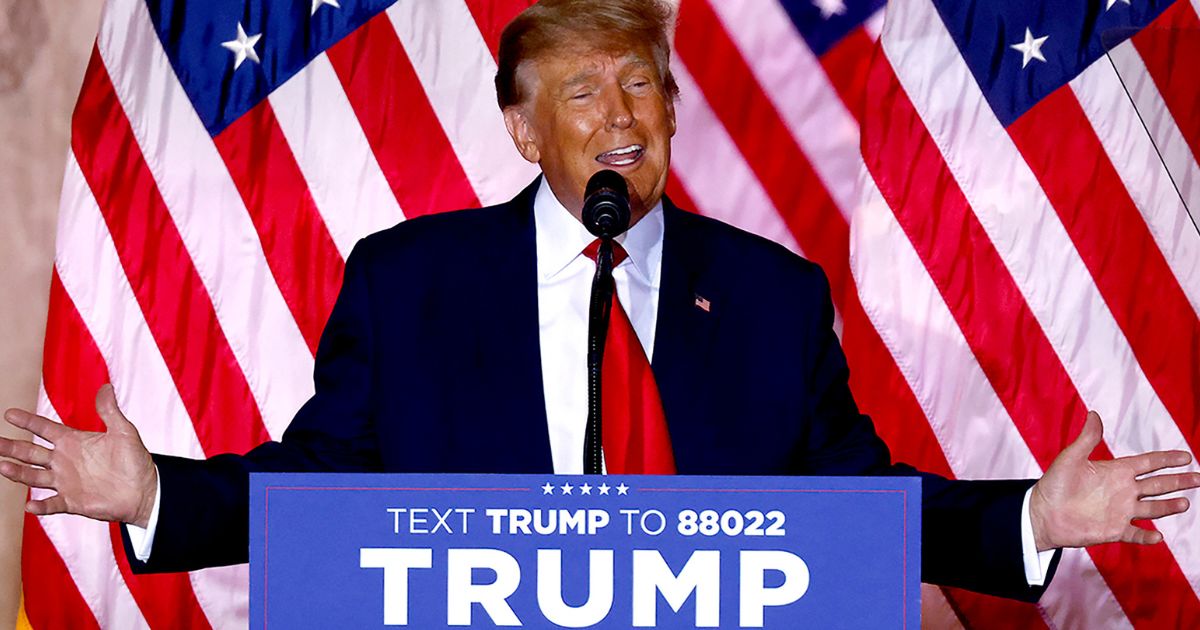 Former President Donald Trump speaks in Palm Beach, Florida, on Nov. 15.