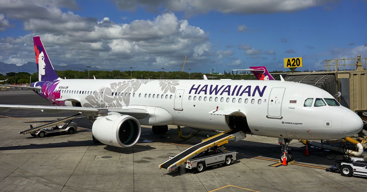 A Hawaiian Airlines Airbus A321neo passenger aircraft is seen at the gate at Daniel K. Inouye International Airport in Honolulu on Nov 25, 2019.