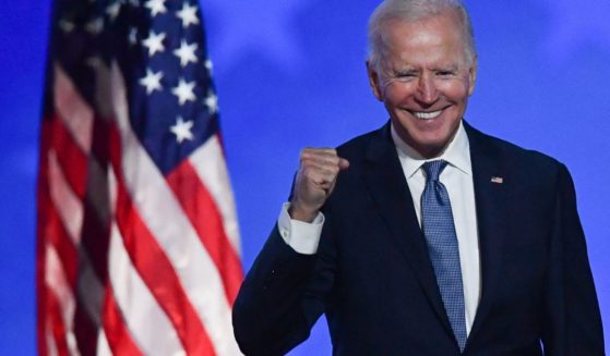 Joe Biden gestures after speaking in Wilmington, Delaware, on Nov. 4, 2020.