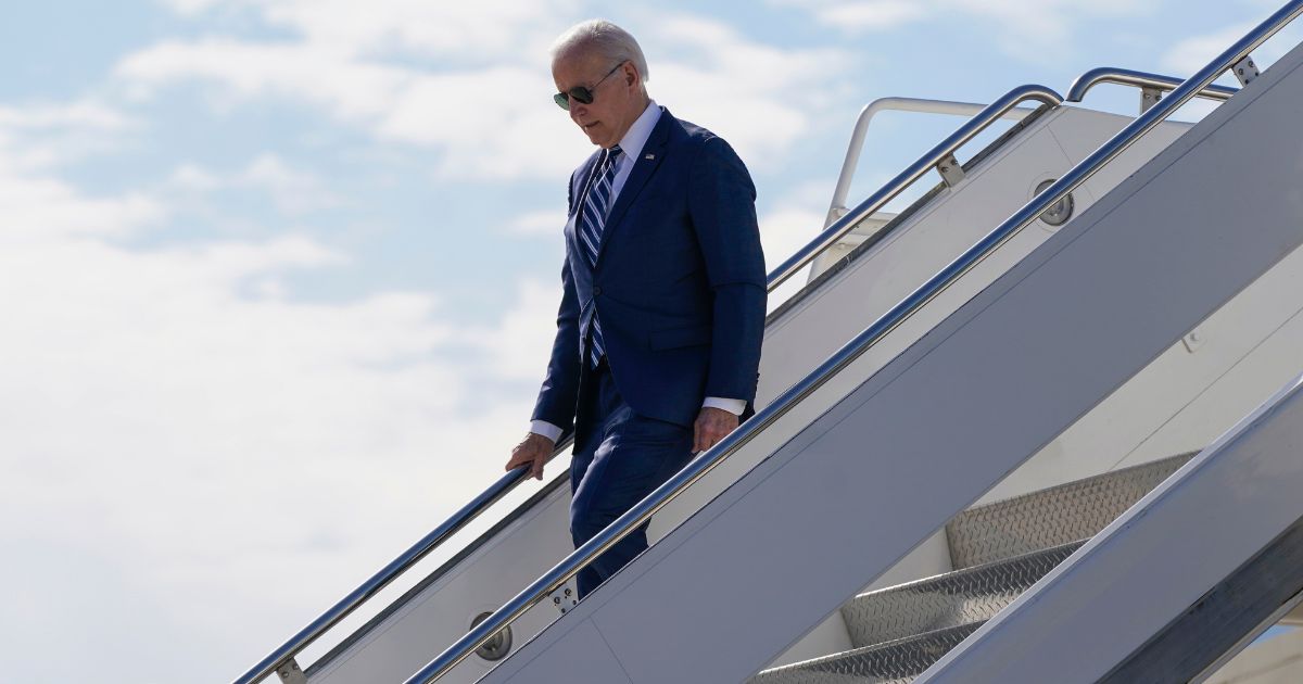 President Joe Biden steps off Air Force One at Luke Air Force Base in Maricopa County, Arizona, on Tuesday.