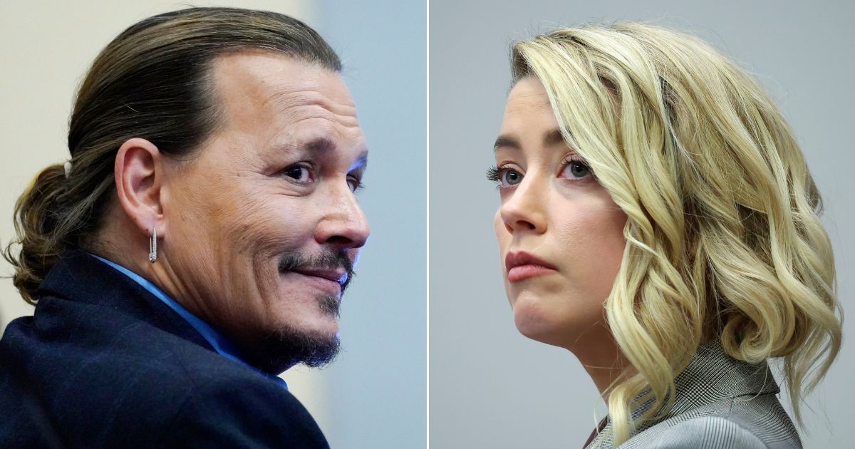 Johnny Depp, left, and Amber Heard are seen in the courtroom at the Fairfax County Circuit Courthouse in Fairfax, Virginia, during the defamation trial in May.