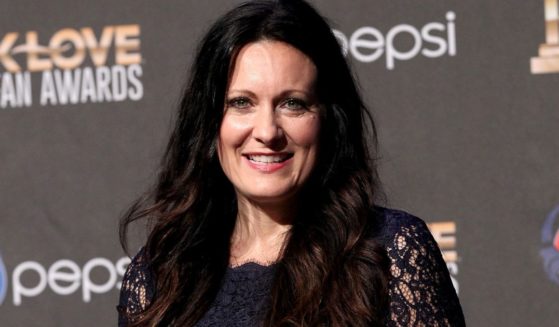 Christian author Lysa TerKeurst speaks onstage in the news room during the 3rd Annual KLOVE Fan Awards at the Grand Ole Opry in Nashville, Tennessee, on May 31, 2015.