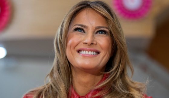 Then-First Lady Melania Trump visits the Children’s Inn at National Institutes of Health in Bethesda, Maryland, on Feb. 14, 2020.