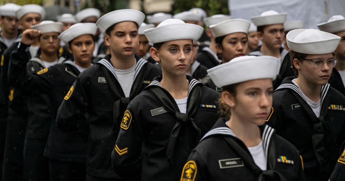 Navy cadets march during the annual Veterans Day Parade in New York on Nov. 11.