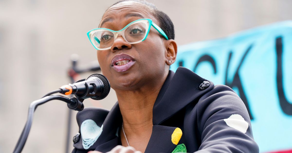 Former Ohio State Senator and then-candidate Nina Turner speaks to supporters of The Debt Collective near the U.S. Department of Education in Washington, D.C., on April 4.