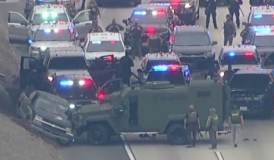The chase went from San Bernardino County to Riverside County and involved dozens of police vehicles.