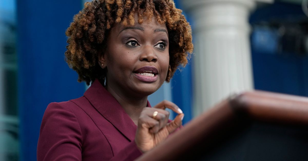 White House Press Secretary Karine Jean-Pierre speaks during the daily briefing at the White House on Thursday.