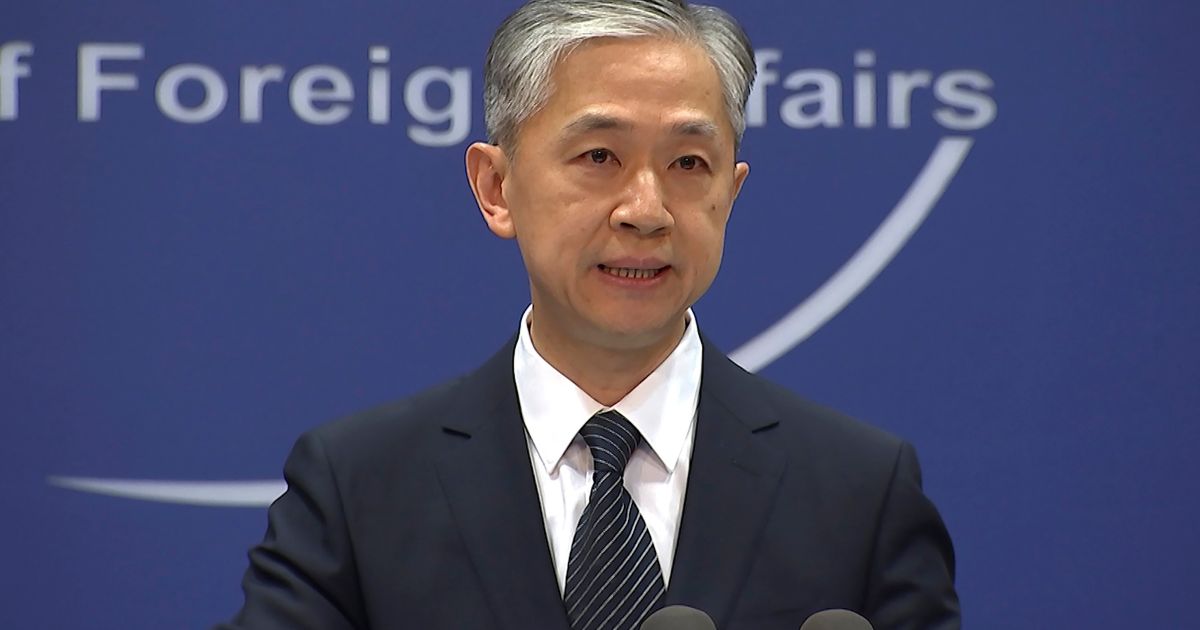 Chinese Foreign Ministry spokesperson Wang Wenbin speaks during the daily briefing in Beijing in June of last year. On Friday, Wenbin said the U.S. practice of conducting “close-in” reconnaissance missions on China “poses a serious danger to China’s national security.”