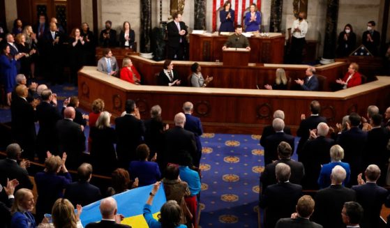 Members of Congress give a standing ovation to Ukraine President Volodymyr Zelenskyy as he speaks in the House Chamber of the U.S. Capitol in Washington on Wednesday night.