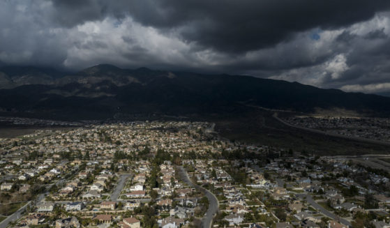 Rain clouds hover over Rancho Cucamonga, California, Wednesday, December 7, 2022.