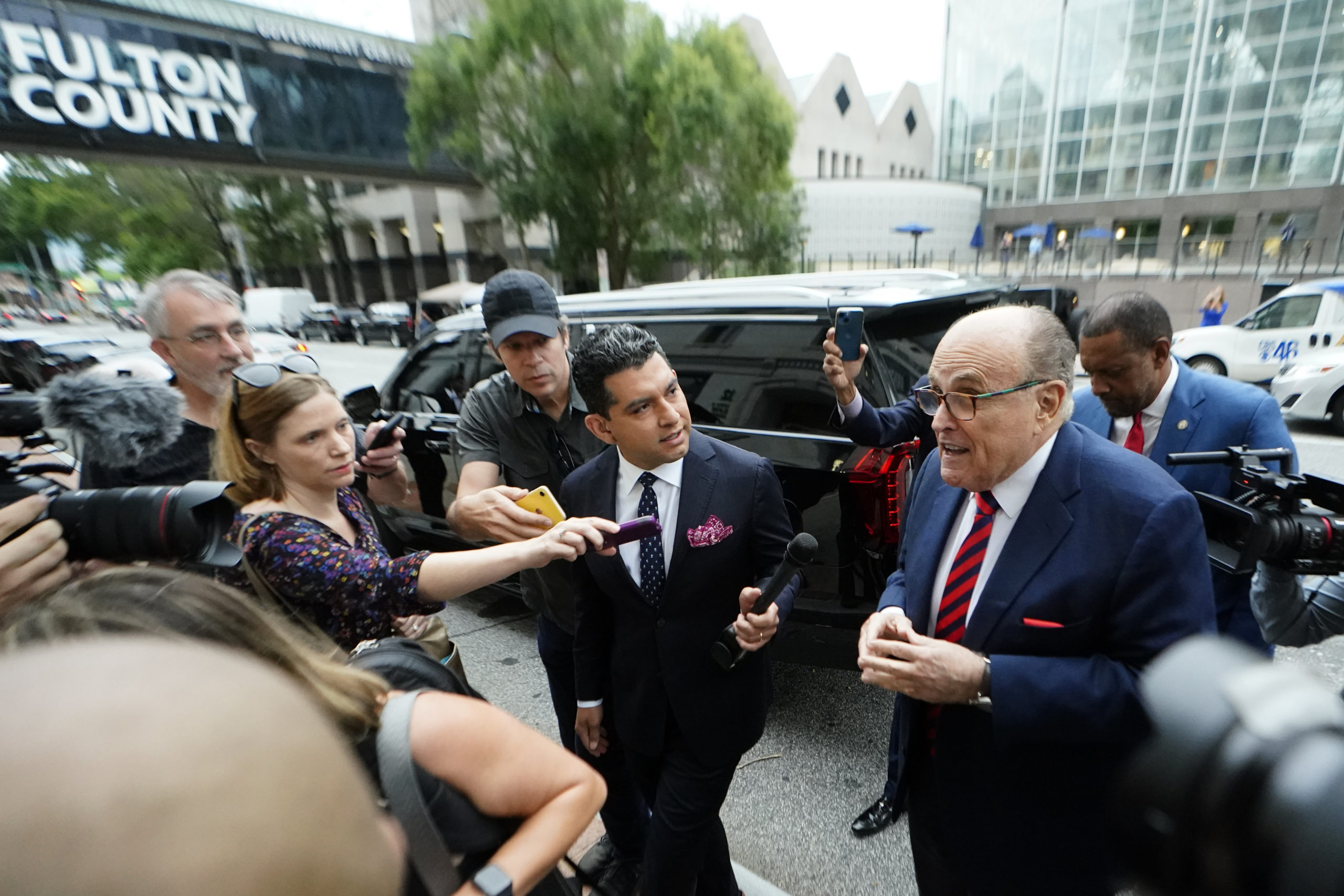 Rudy Giuliani is seen arriving at the Atlanta's Fulton County Courthouse in a file photo from Aug. 17, 2022, in Atlanta. A special grand jury investigating whether then-President Donald Trump and his allies illegally tried to overturn his defeat in the 2020 election in Georgia appears to be wrapping up its work.