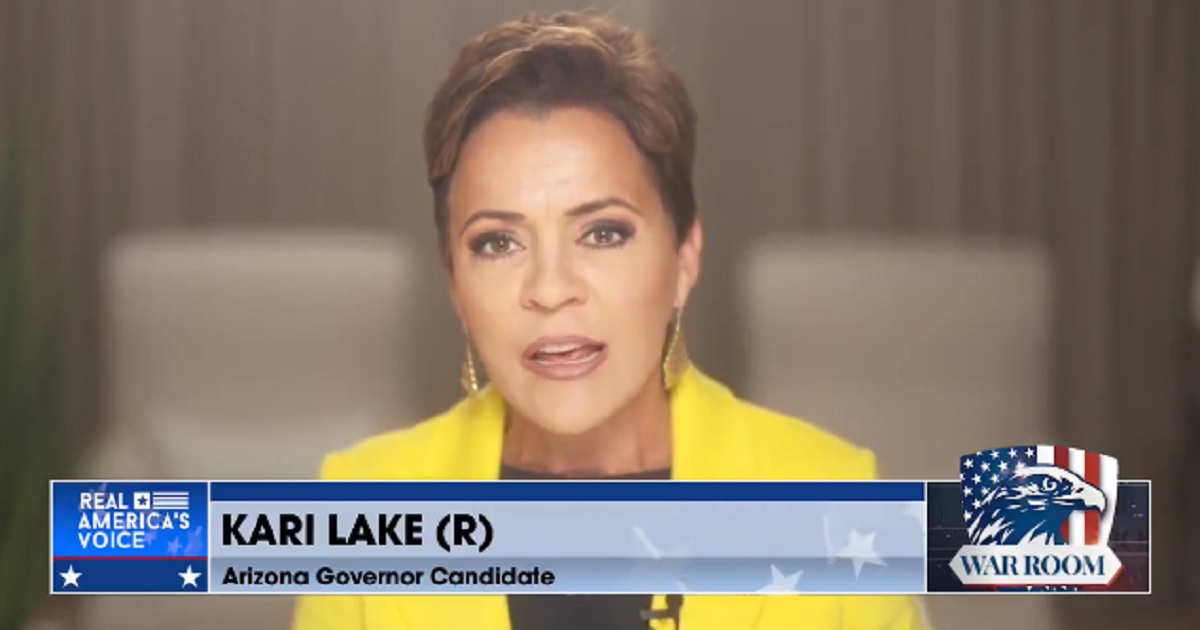 Kari Lake, Arizona Republican candidate for governor, appears on the "War Room" on Real America's Voice on Monday.