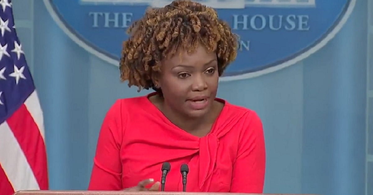 White House press secretary Karine Jean-Pierre at Tuesday's news briefing.