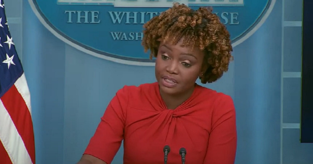 White House press secretary Karine Jean-Pierre at Monday's news briefing.