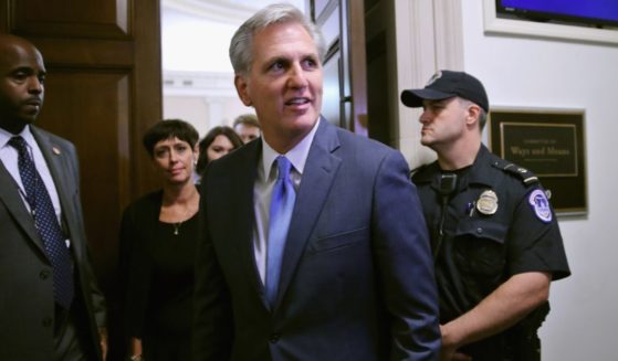 Then-House Majority Leader Kevin McCarthy walks out of the caucus room after he announced that he will not be a candidate for Speaker of the House in the Longworth House Office Building on Capitol Hill Oct. 8, 2015, in Washington, D.C.