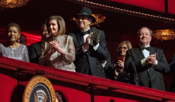 House Speaker Nancy Pelosi and her husband, Paul, are pictured at the 45th Kennedy Center Honors at the John F. Kennedy Center for the Performing Arts in Washington on Sunday.