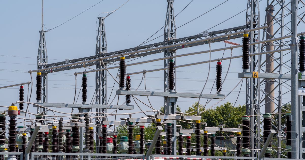 The above stock image is of electric power transmission lines.