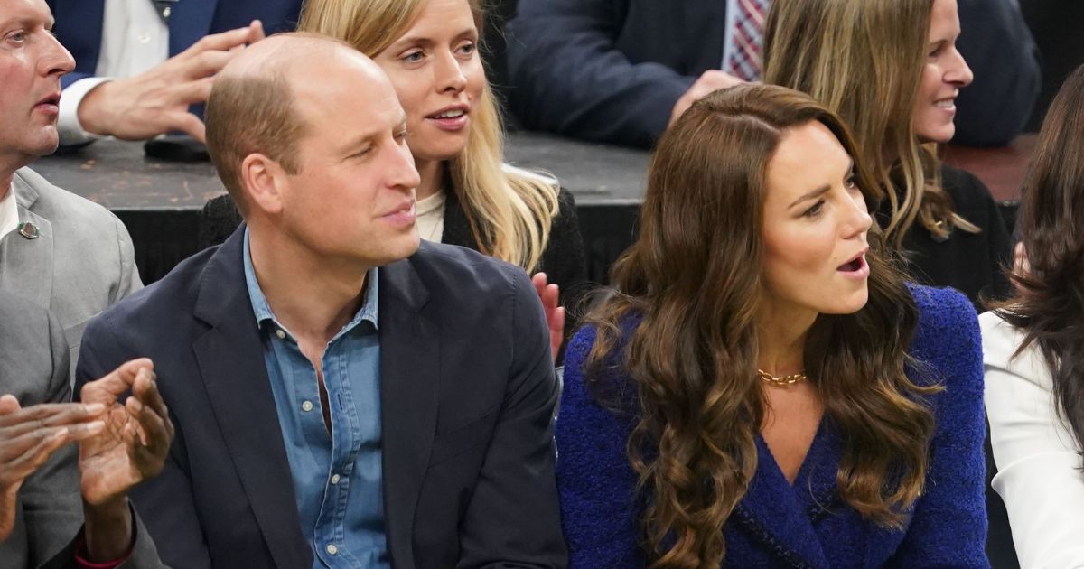 William, Prince of Wales, and Catherine, Princess of Wales, watch the NBA basketball game between the Boston Celtics and the Miami Heat at TD Garden on Wednesday in Boston.